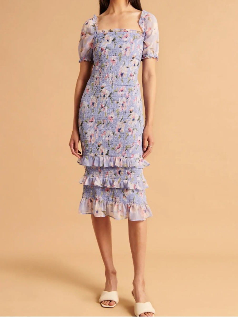 Abercrombie smocked floral midi dress